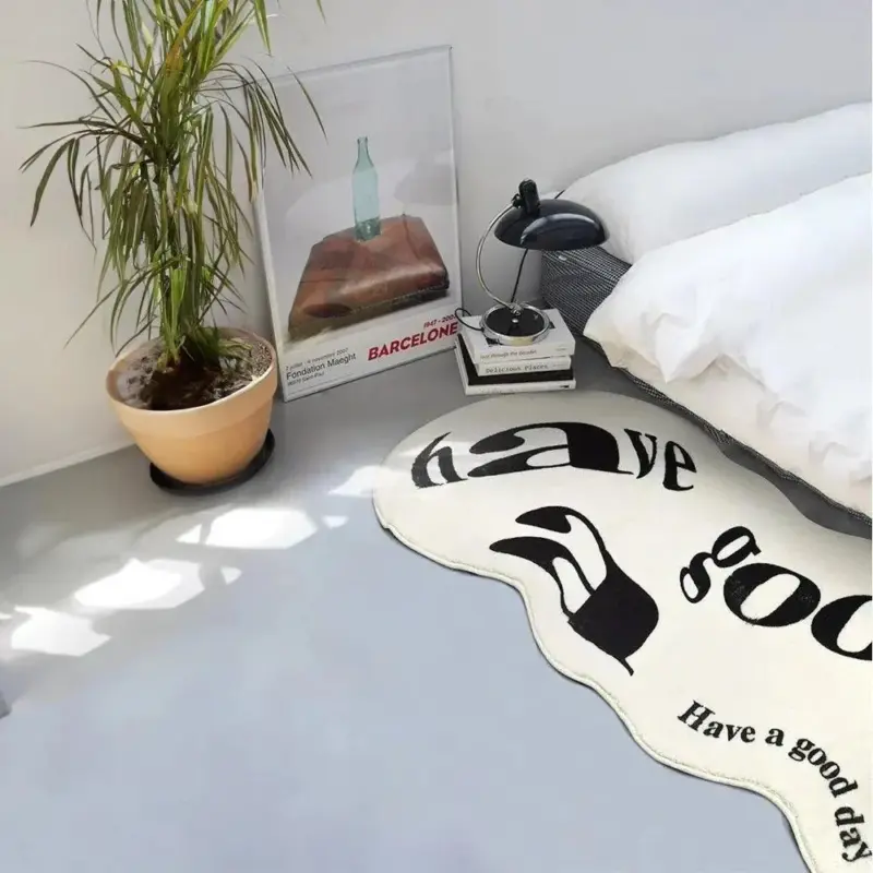 Soft fur have a good day floor rugs