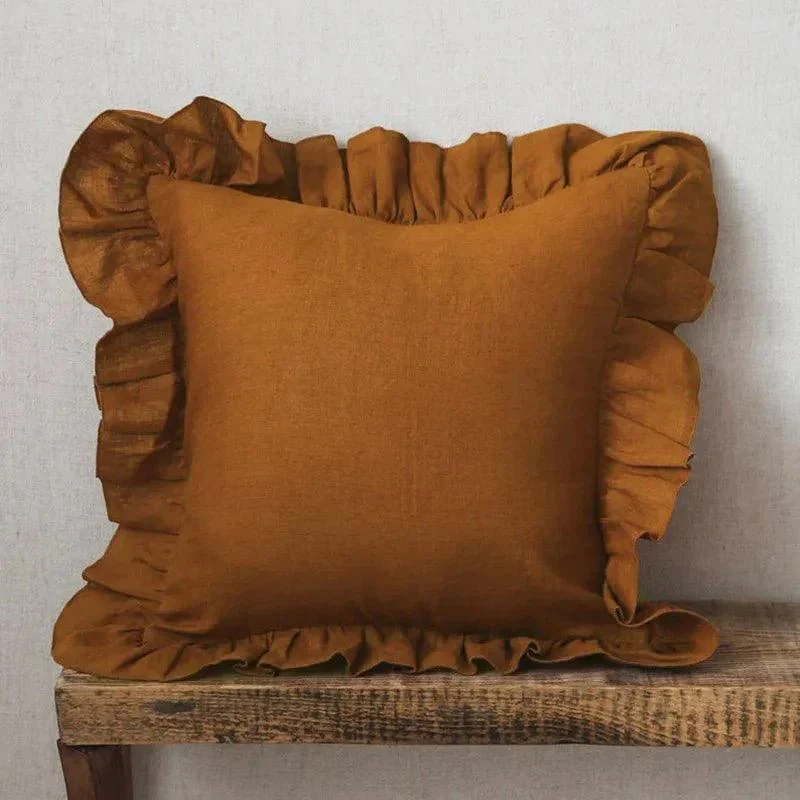 Soft Linen Ruffle Cushion Cover 193908