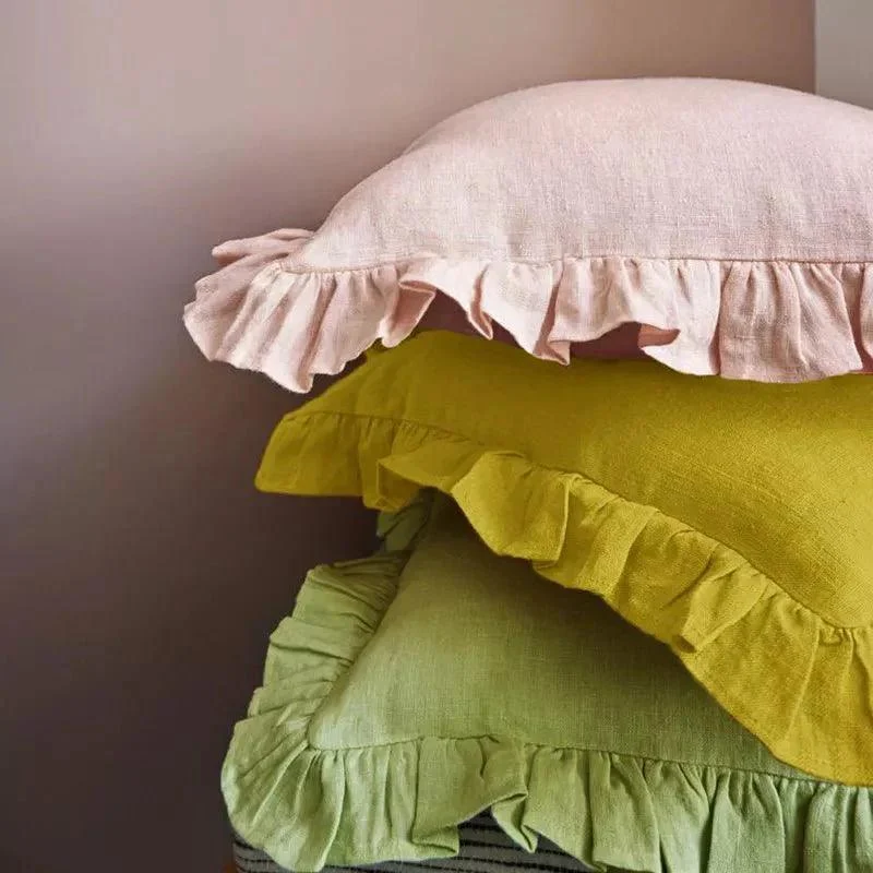 Soft Linen Ruffle Cushion Cover 438359