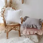 Soft linen ruffle cushion cover