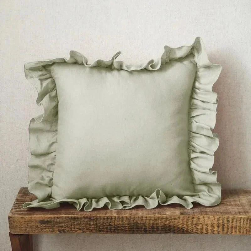 Soft Linen Ruffle Cushion Cover 894605