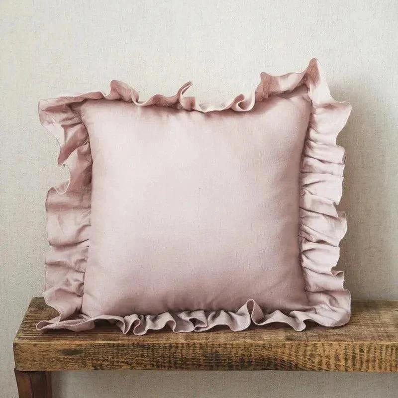 Soft Linen Ruffle Cushion Cover 956432