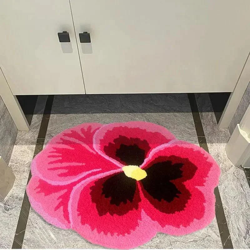 Soft Pansy Design Non Slip Bathmat 760000