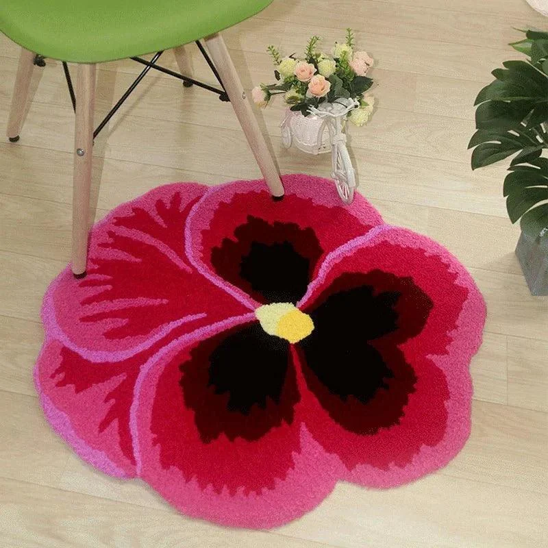 Soft Pansy Design Non Slip Bathmat 850423