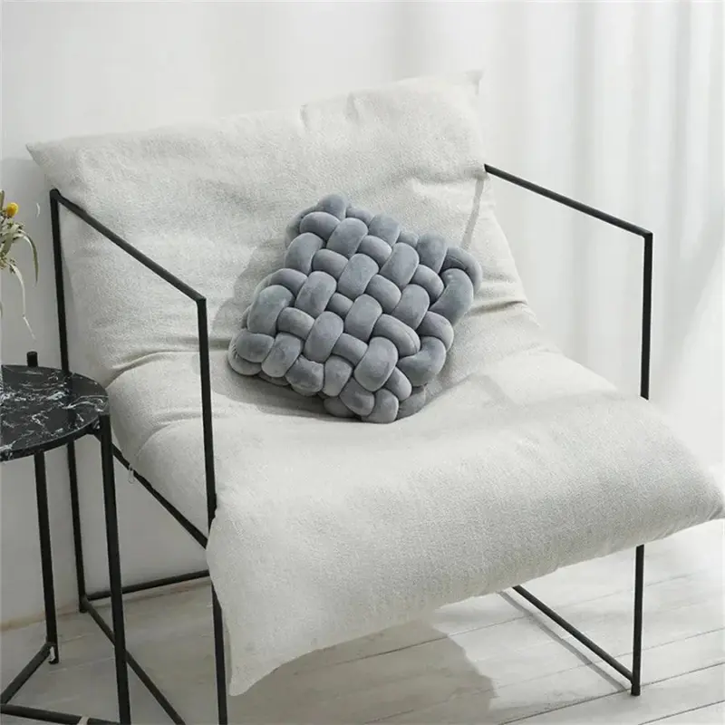 Soft plush crocheted knot sofa cushion