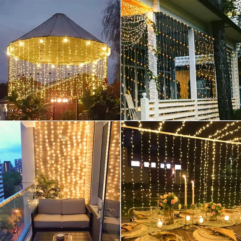 Solar curtain lights outdoor