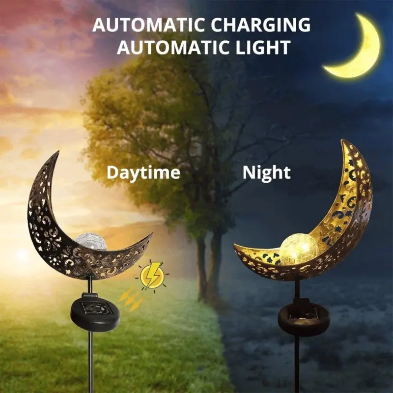Solar outdoor half moon light