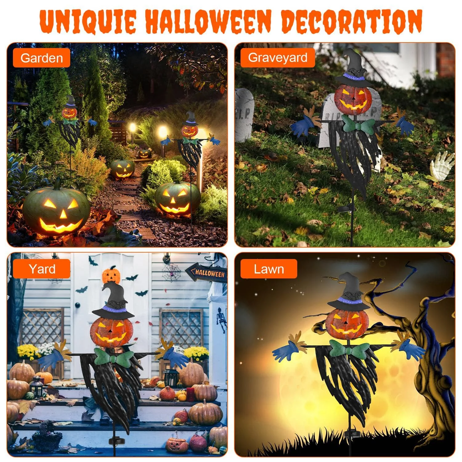 Solar Powered Scarecrow Shape Stake Light Halloween Decoration Holiday Decor Apparel Dailysale 146340