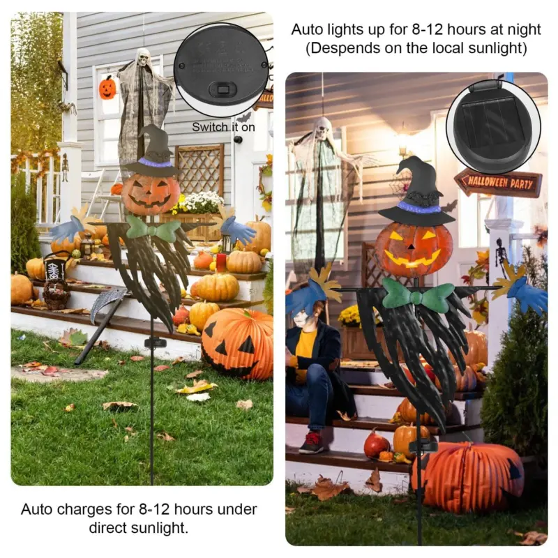 Solar powered scarecrow shape stake light halloween decoration holiday decor apparel dailysale