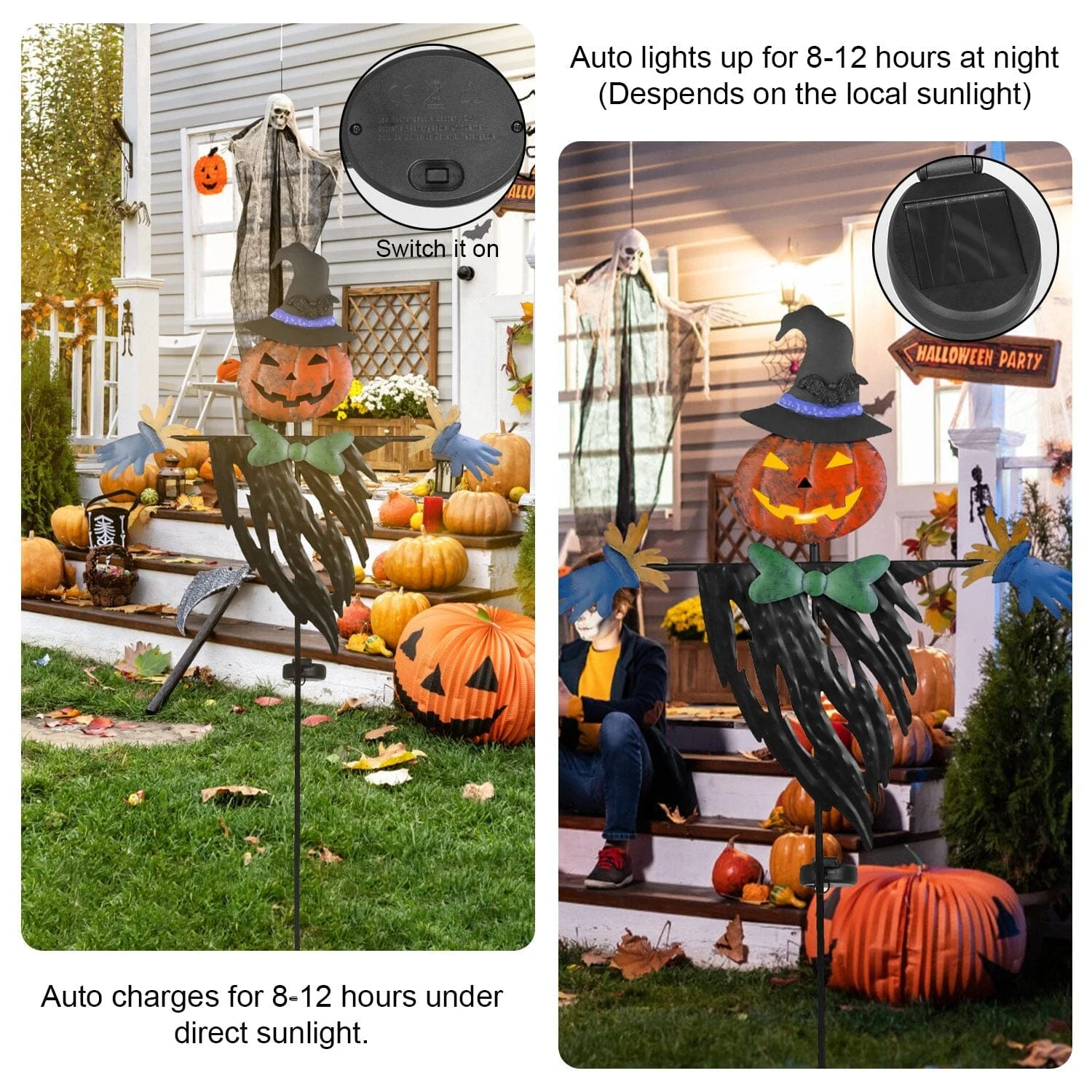 Solar Powered Scarecrow Shape Stake Light Halloween Decoration Holiday Decor Apparel Dailysale 511966