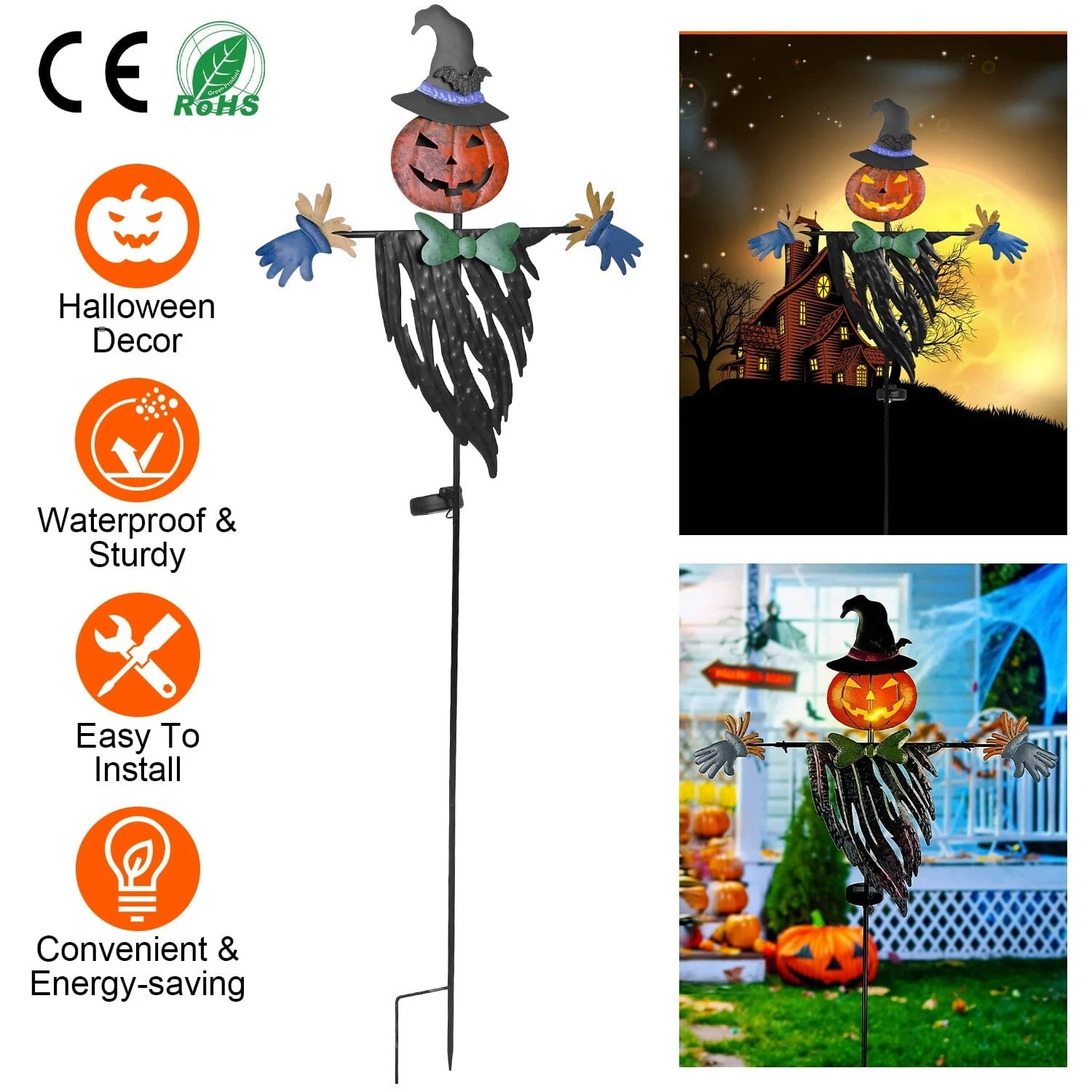 Solar Powered Scarecrow Shape Stake Light Halloween Decoration Holiday Decor Apparel Dailysale 552538