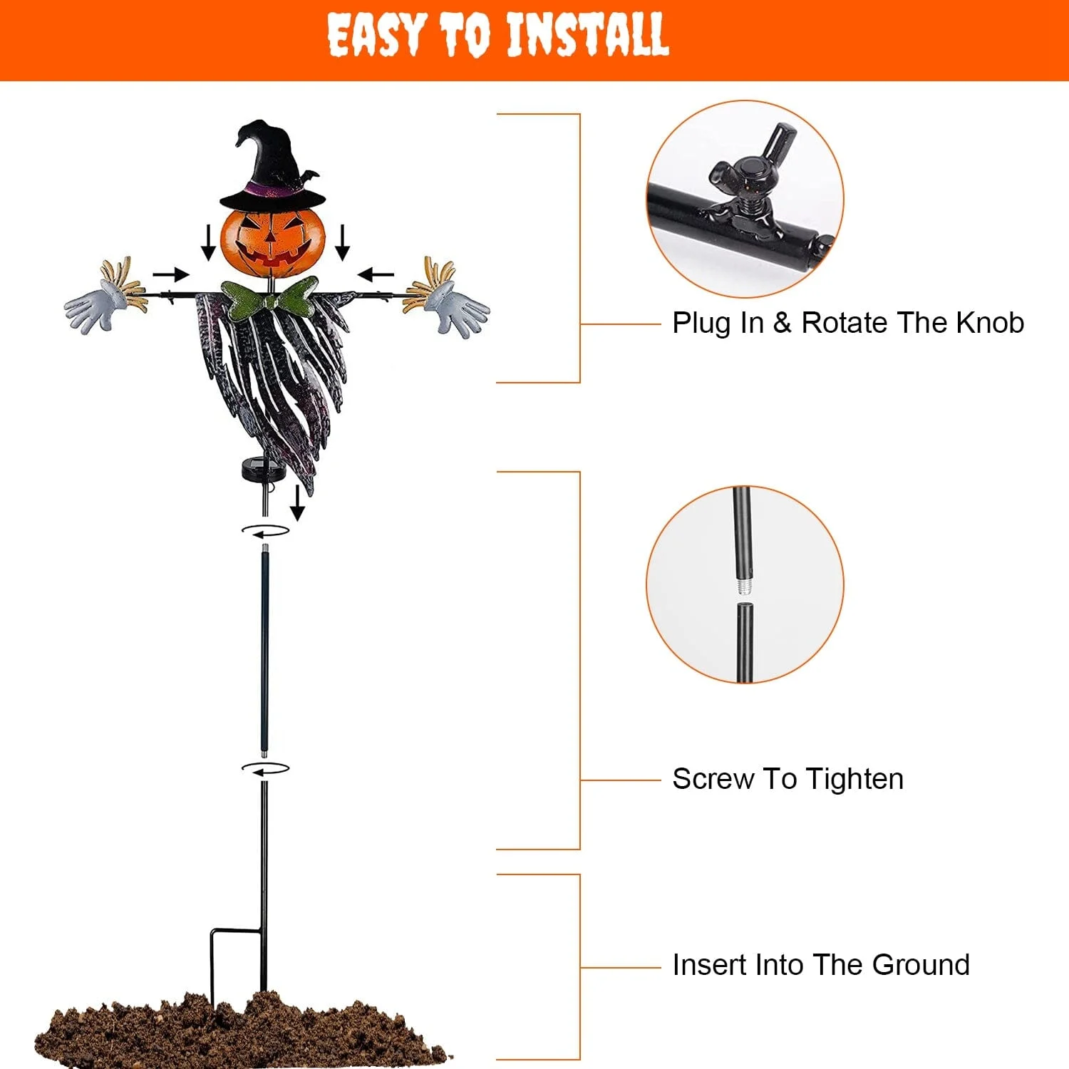 Solar Powered Scarecrow Shape Stake Light Halloween Decoration Holiday Decor Apparel Dailysale 725768