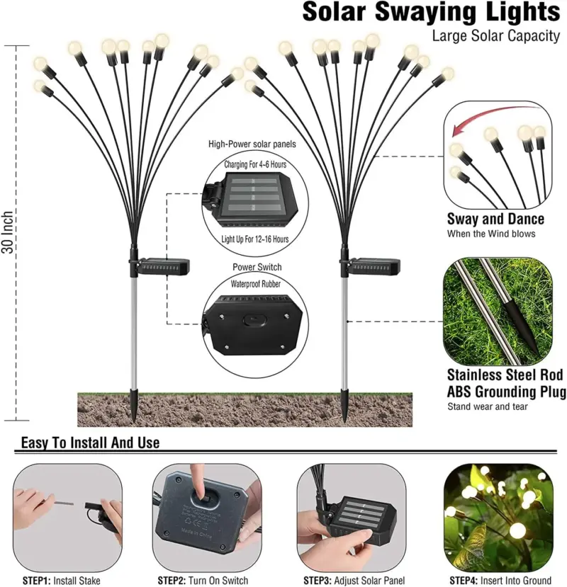Solar swaying garden lights
