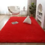 Solid colour plush soft rug