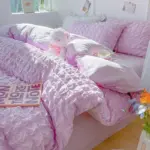 Solid colour seersucker single bedding set