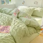 Solid colour seersucker single bedding set