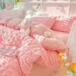 Solid colour seersucker single bedding set