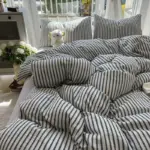Solid colour seersucker single bedding set