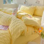 Solid colour seersucker single bedding set