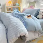 Solid colour seersucker single bedding set