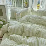 Solid colour seersucker single bedding set