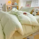 Solid colour seersucker single bedding set