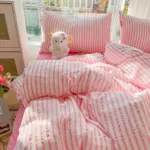 Solid colour seersucker single bedding set