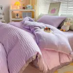 Solid colour seersucker single bedding set