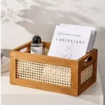 Solid wood rattan storage box