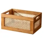 Solid wood rattan storage box