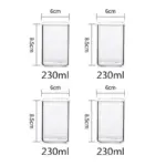 Square heat resistant glass coffee mug sets