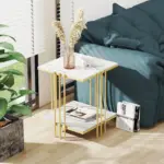 Square marble top end side table