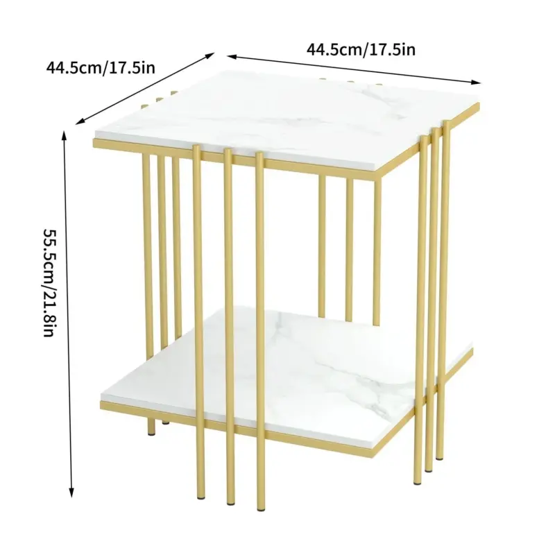 Square marble top end side table