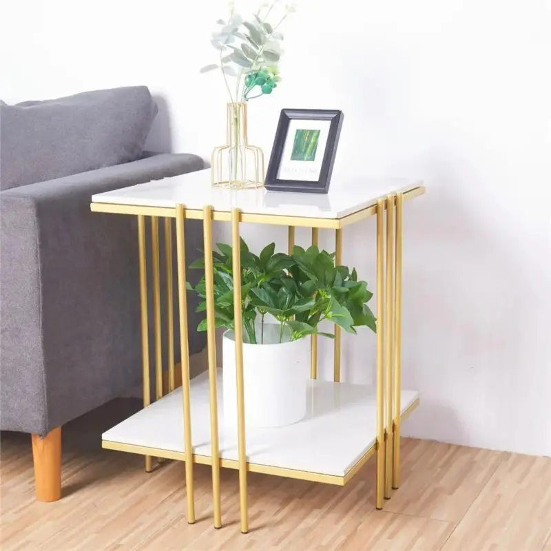 Square marble top end side table