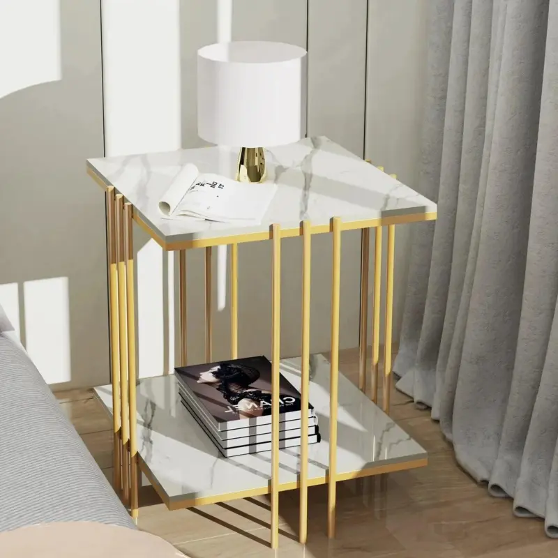Square marble top end side table