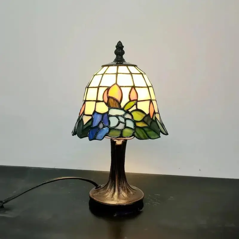 Stained glass orchid table lamp