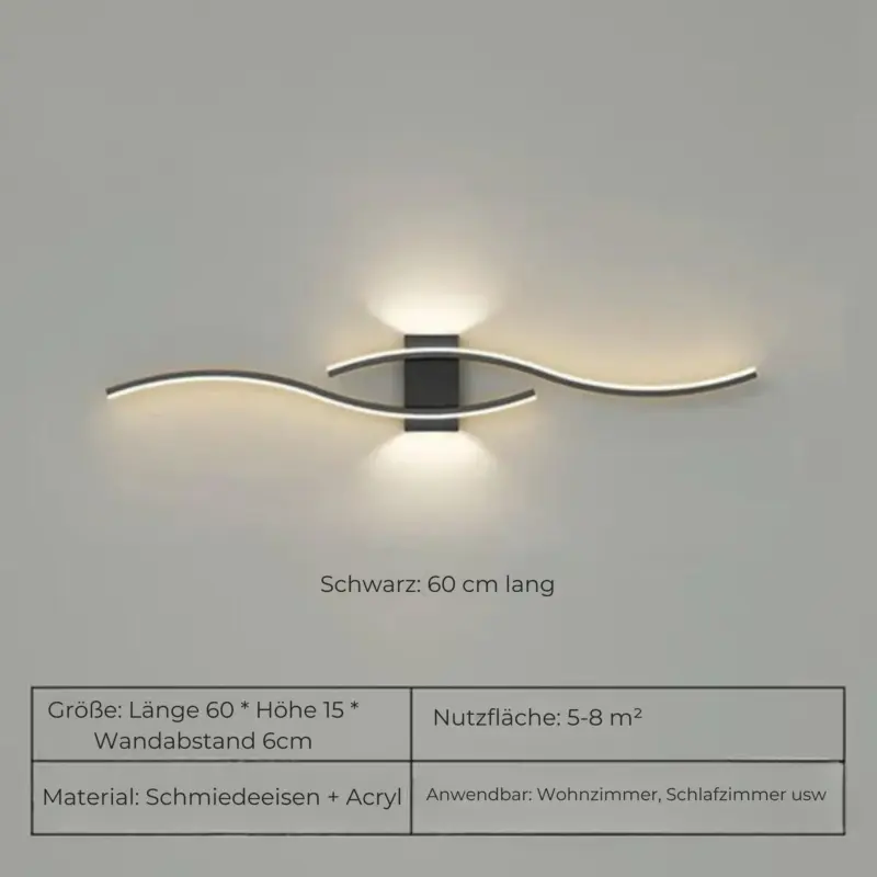 Stretchshine led wandleuchte modern dimmbar minimalistisch weiss schwarz 57cm xlumina