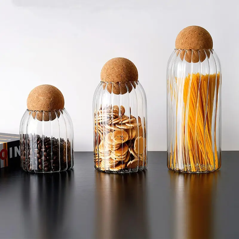 Striped cork sealed glass jarskitchenliving simply house