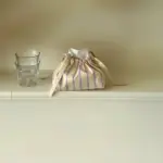 Striped cotton drawstring tissue bag