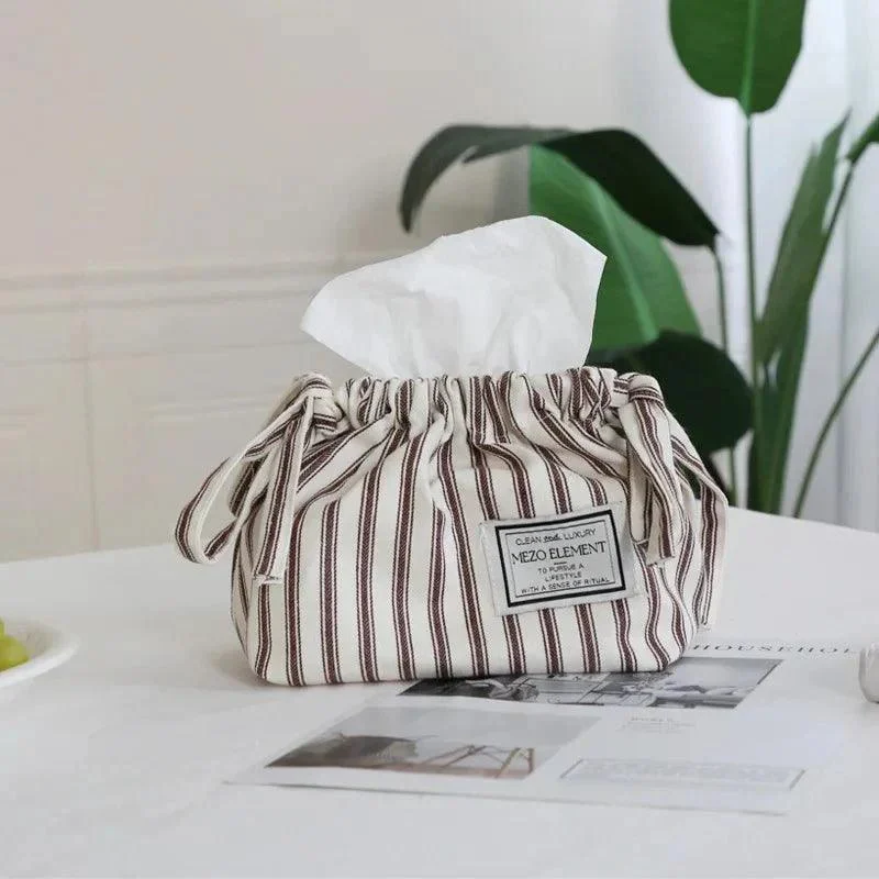 Striped Cotton Drawstring Tissue Bag 329662