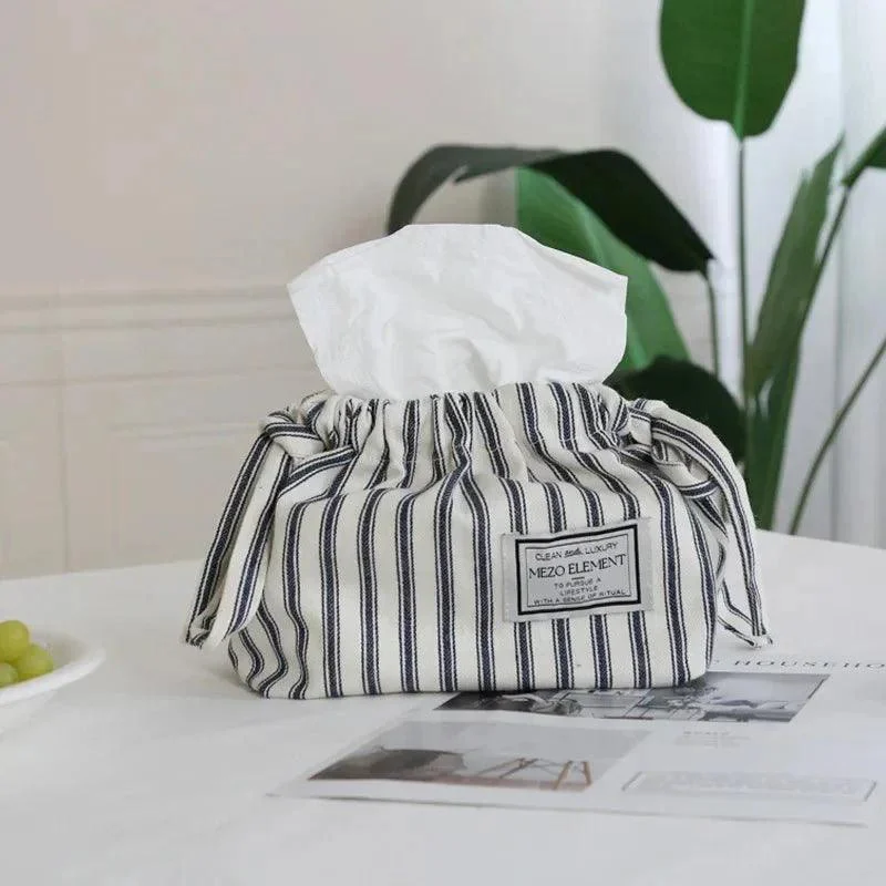 Striped Cotton Drawstring Tissue Bag 517848