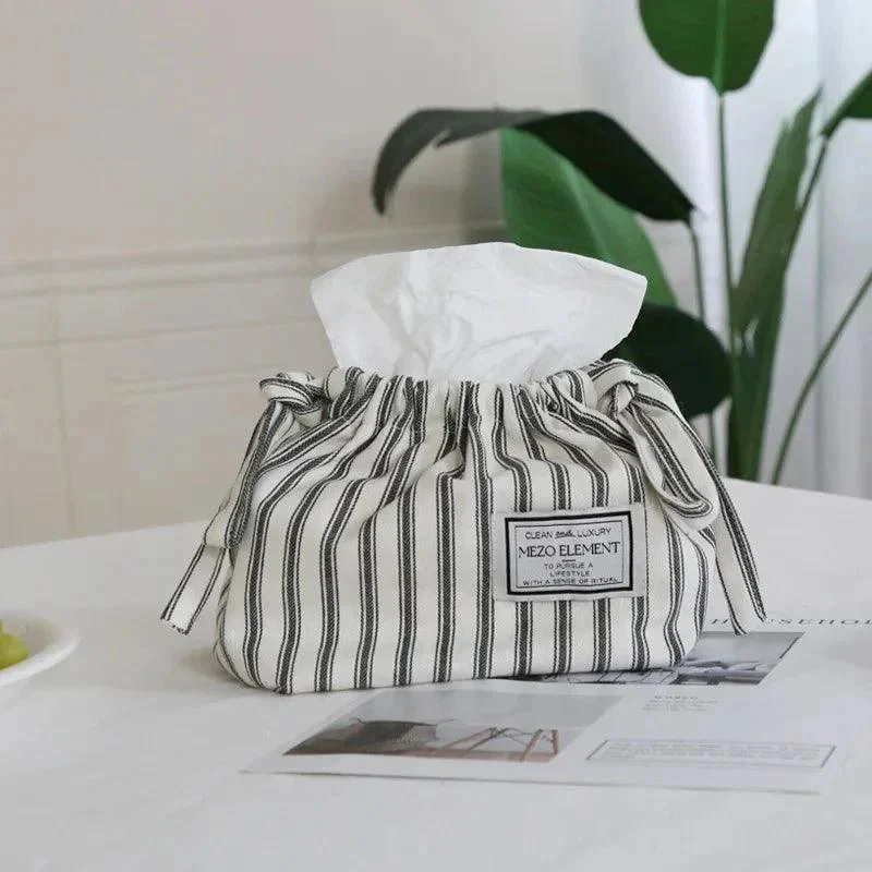 Striped Cotton Drawstring Tissue Bag 598973