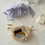 Striped cotton drawstring tissue bag