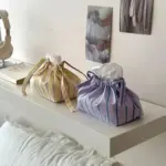 Striped cotton drawstring tissue bag