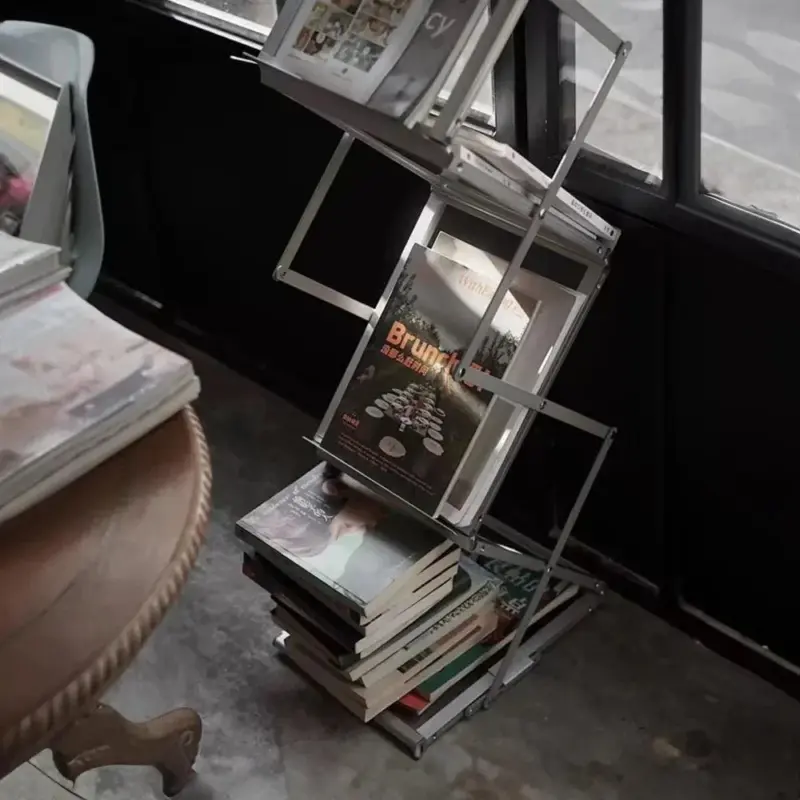 Sturdy foldable aluminium book shelf