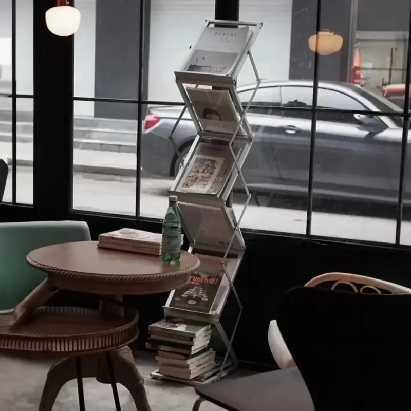 Sturdy foldable aluminium book shelf