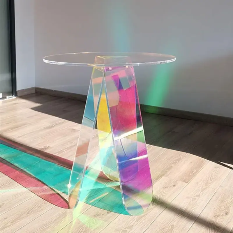 Stylish iridescent acrylic side table