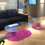 Stylish iridescent acrylic side table