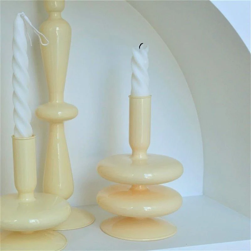 Stylish Ivory Coloured Candle Holders 782237