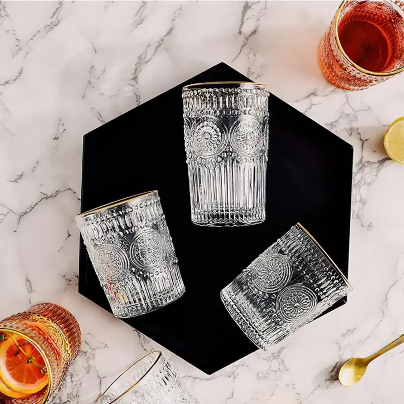 Sunflower embossed glass cupdrinkswareliving simply house